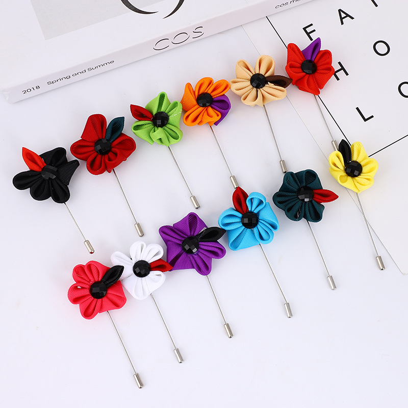 韩版简约时尚感铜质布艺胸针上衣外套复古气质领花配饰饰品大胸花