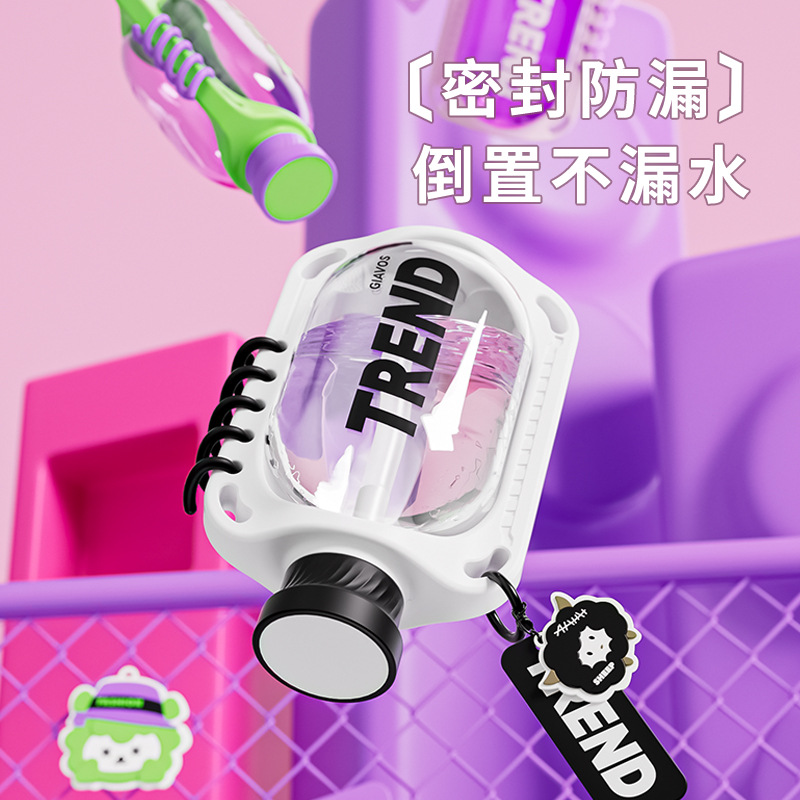 简约双饮吸管杯创意户外水杯成人大容量塑料杯食品级杯子批发定制细节图