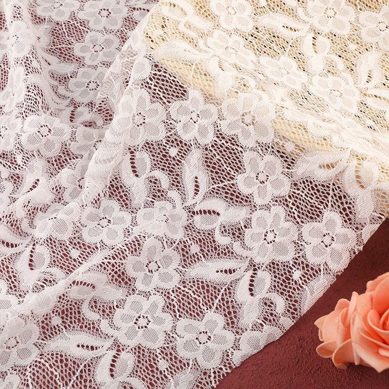 Elastic floral lace fabric
