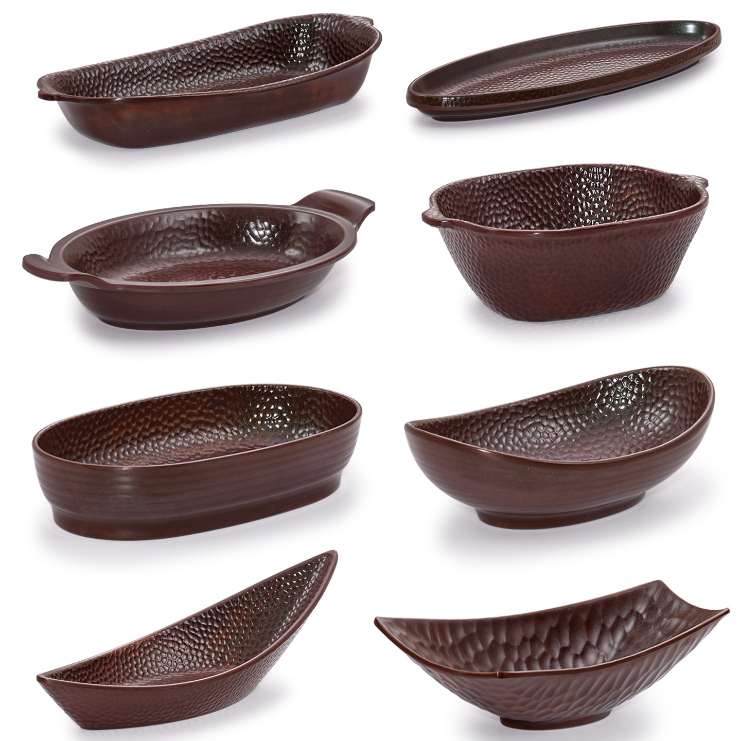 Melamine plates, imitation porcelain boat-shaped tableware, hot pot side plates, retro Japanese rectangular deep plates, commercial use