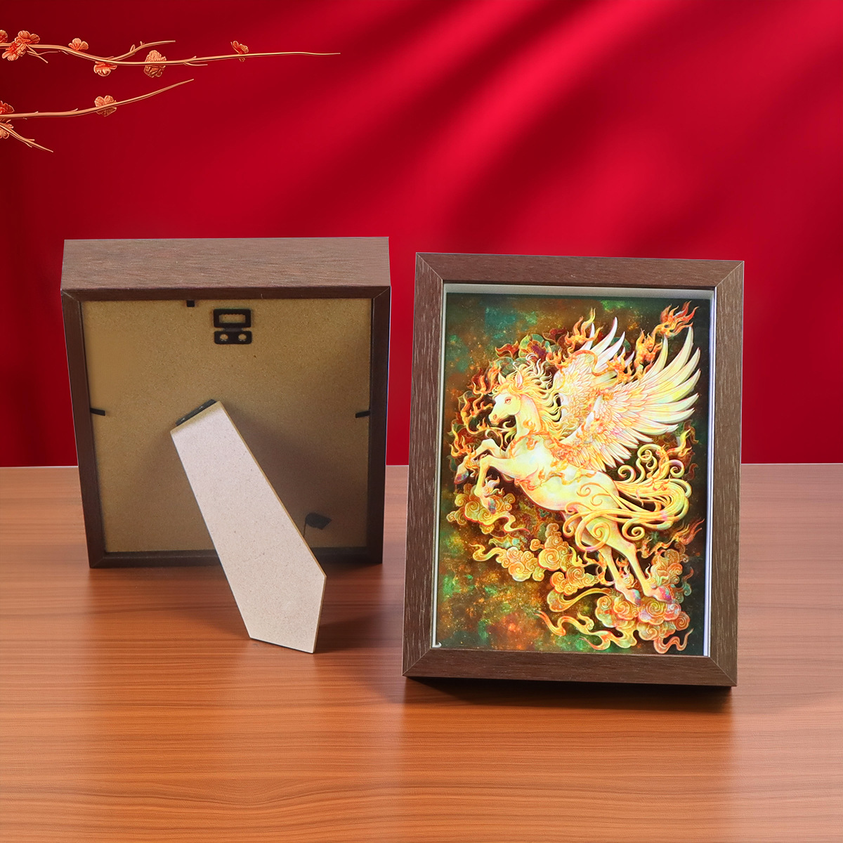 纸想造物中式古典九色鹿裸眼3D立体纸雕画马年摆件送亲朋国潮礼品细节图