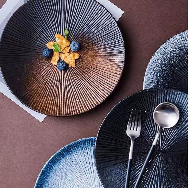 Steak plates, household ceramic Western plates, pasta plates, Japanese plates, creative dish plates, red tableware