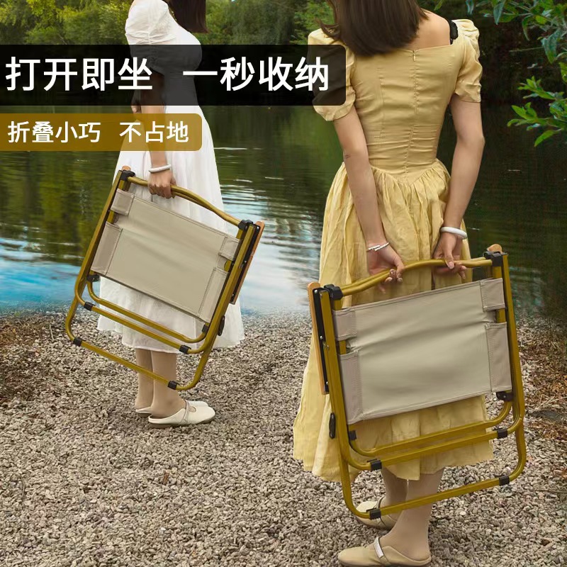 定制克米特露营扶手折叠椅铝合金沙滩椅公园休闲钓鱼靠背椅可折叠细节图