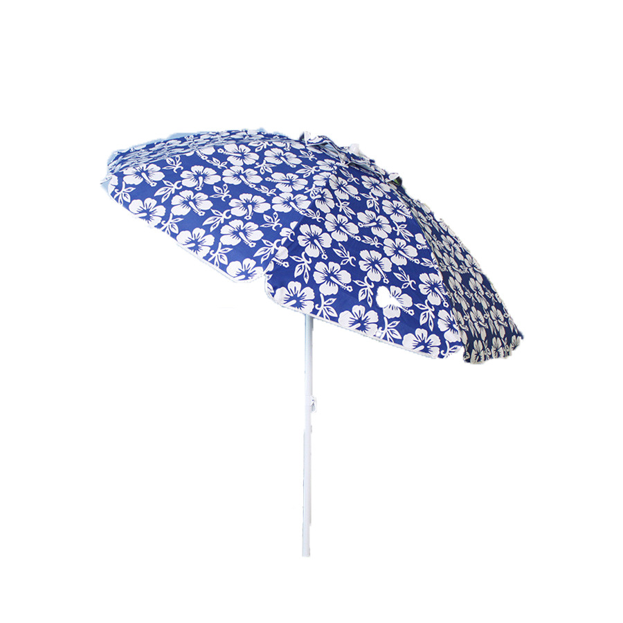 批发2米户外涤纶银胶沙滩伞外贸防晒防紫外线抗风太阳伞可印广告白底实物图