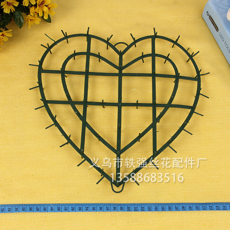 电子花圈材料塑料桃心架子仿真花配件架子双面型架子插花架子批发细节图