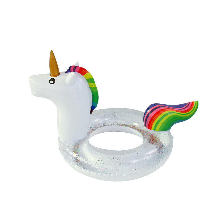 Inflatable unicorn swimming rings, PVC unicorn swimming rings, adult rainbow horse animal rings for foreign trade Item Picture