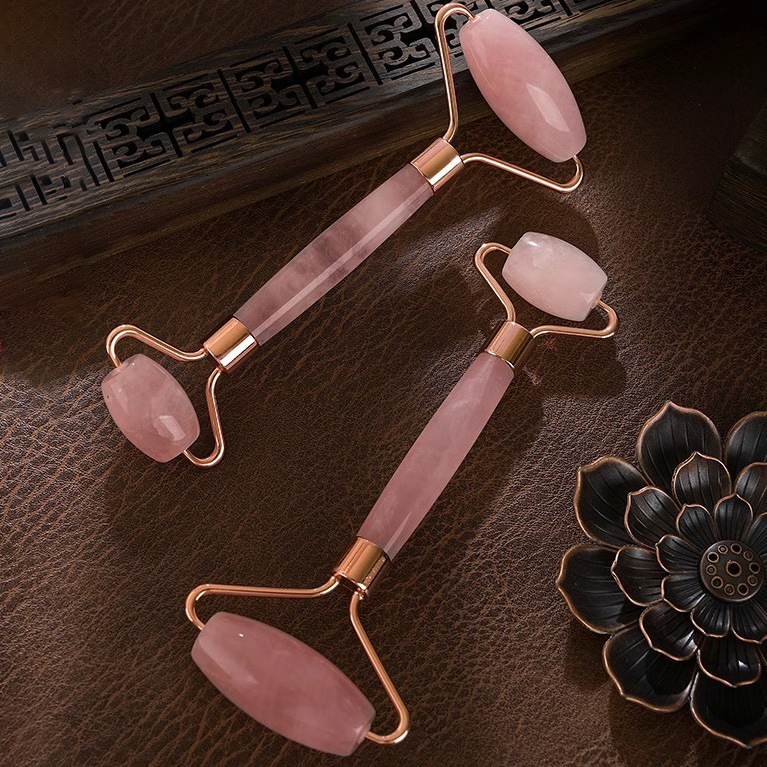 Rose quartz roller gua sha board, beauty tools, folding makeup mirror, hair clippers, LED small mirror details Picture