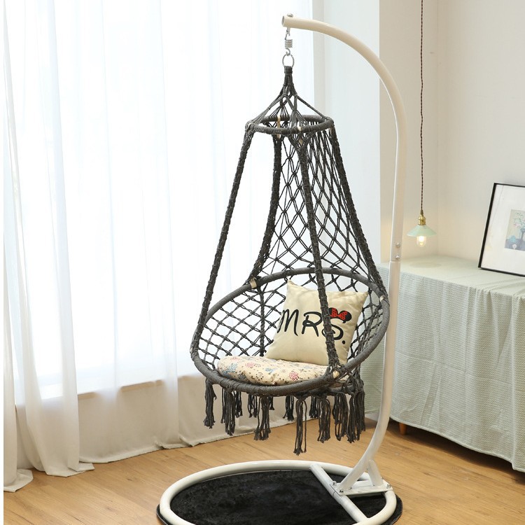 ins Indoor swing hammocks, Nordic-style mesh hammocks, leisure tassel hanging baskets, household foot hammocks, hanging chairs wholesale Application Scenario