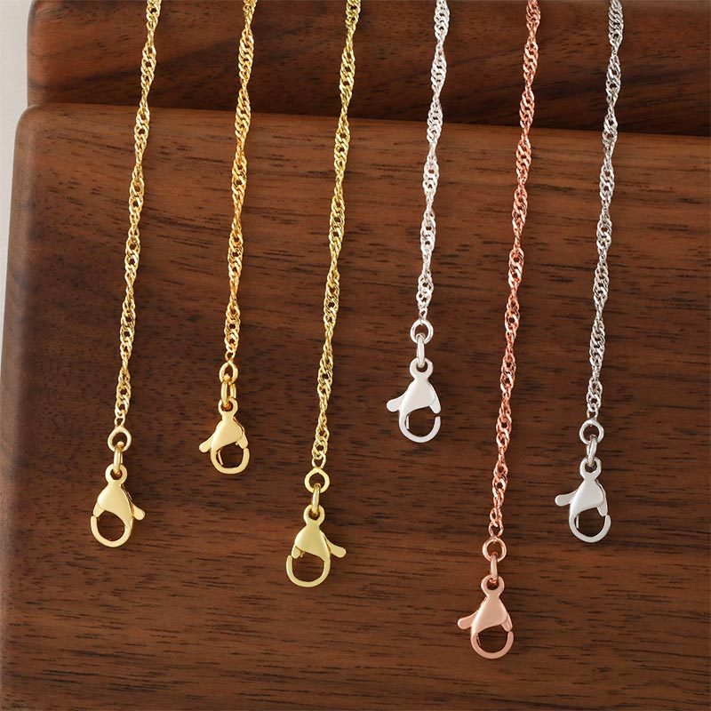 Honglu copper-plated 18K gold non-fading and color-preserving single water ripple chain high-end collarbone chain necklace wholesale Specification drawing
