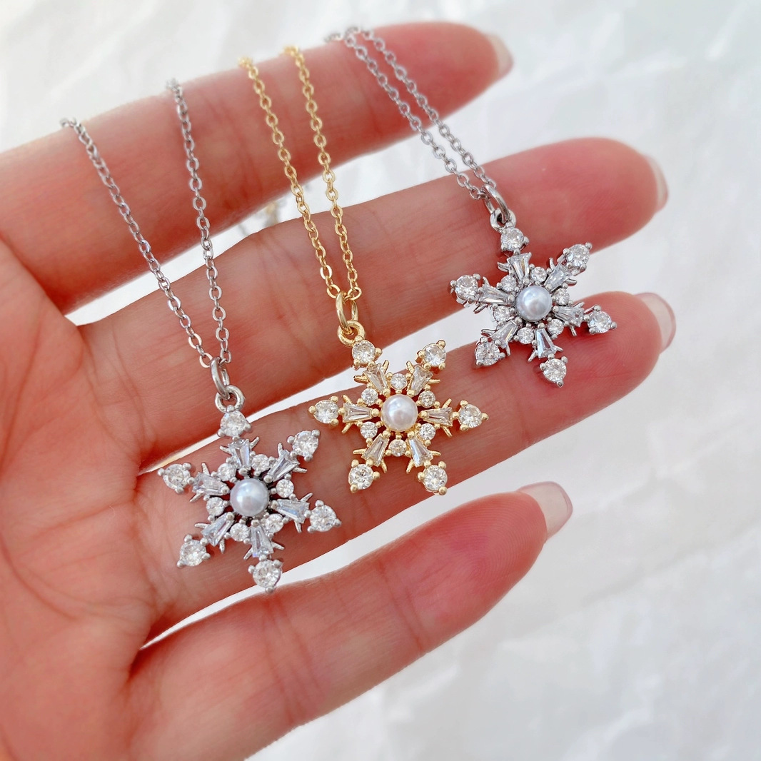 韩版简约百搭雪花项链轻奢小众抖音热卖款ins风饰品锁骨链详情1