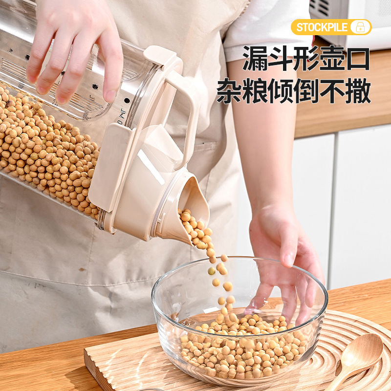 Cocina food grade sellado lata engrosada nueces caja de almacenamiento multigrano para el hogar insecto a prueba de humedad cubo de arroz tanque de almacenamiento de plástico Specification image