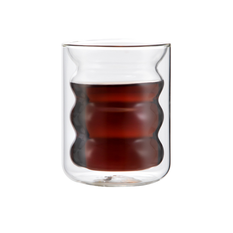 Creative double-layer glass cups, high borosilicate cups, high-end household heat-insulating coffee cups, factory wholesale, water cups in stock details Picture