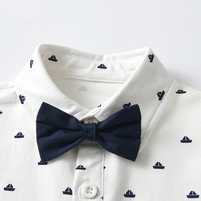 Summer short-sleeved suit for baby boys, infant gentleman's shirt and evening dress, cool and popular summer two-piece set for little boys details Picture