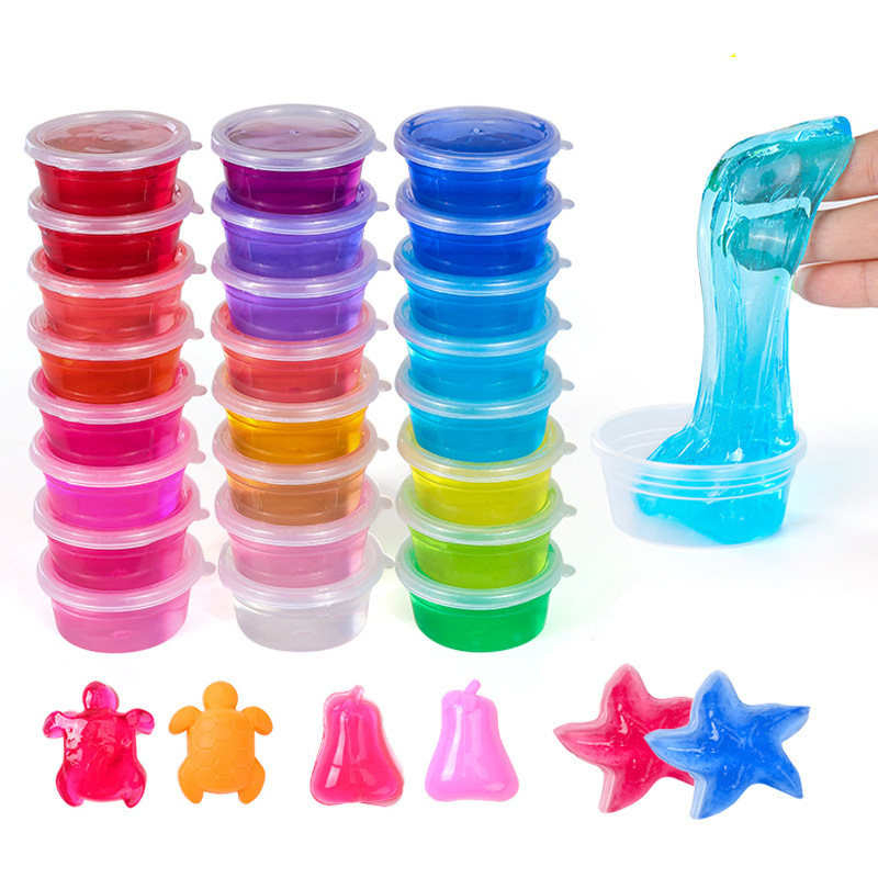 Bulk crystal clay, slime color clay set, transparent plasticine, children's diy handmade toys, street stall goods details Picture