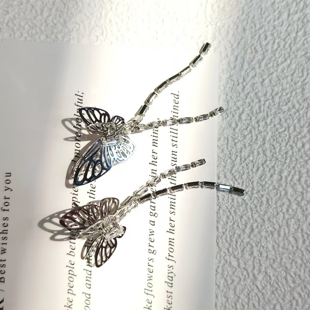 Wholesale 925 silver needle earrings, trendy and fashionable, long diamond-encrusted tassel butterfly hollowed-out earrings and earrings details Picture