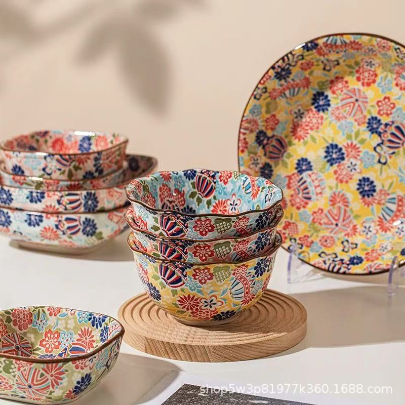 Wholesale of high-quality underglaze ceramic tableware, restaurant plates and bowls, and household sets Item Picture