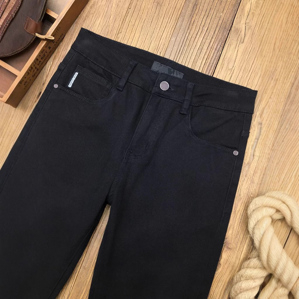 Tik yin el mismo estilo otoño nuevo nueve puntos jeans hombre grueso negro sólido alta tendencia stretch pantalones casuales de pies pequeños Specification image