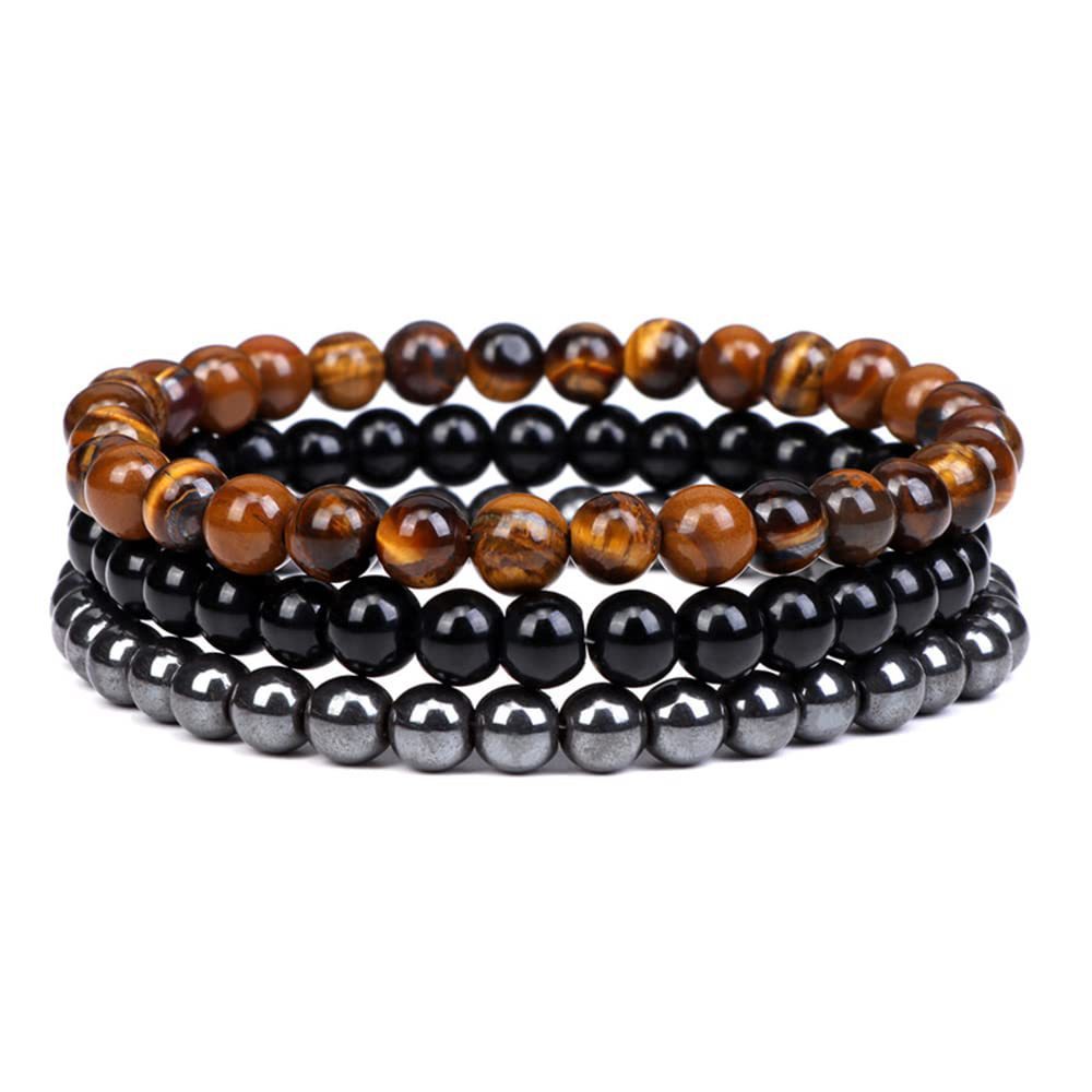 6/8mm natural stone bracelet, rose crystal agate stone combination set, elastic bracelet, popular cross-border accessories from Europe and America Specification drawing