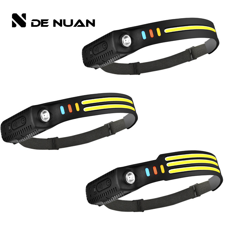 Cross-border Amazon wave sensor COB headlamp, outdoor cycling USB charging night running light, strong headlight, silicone Item Picture