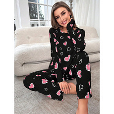 New long-sleeved and long pants pajama sets with heart prints are selling well in Europe and America on cross-border Amazon TENU