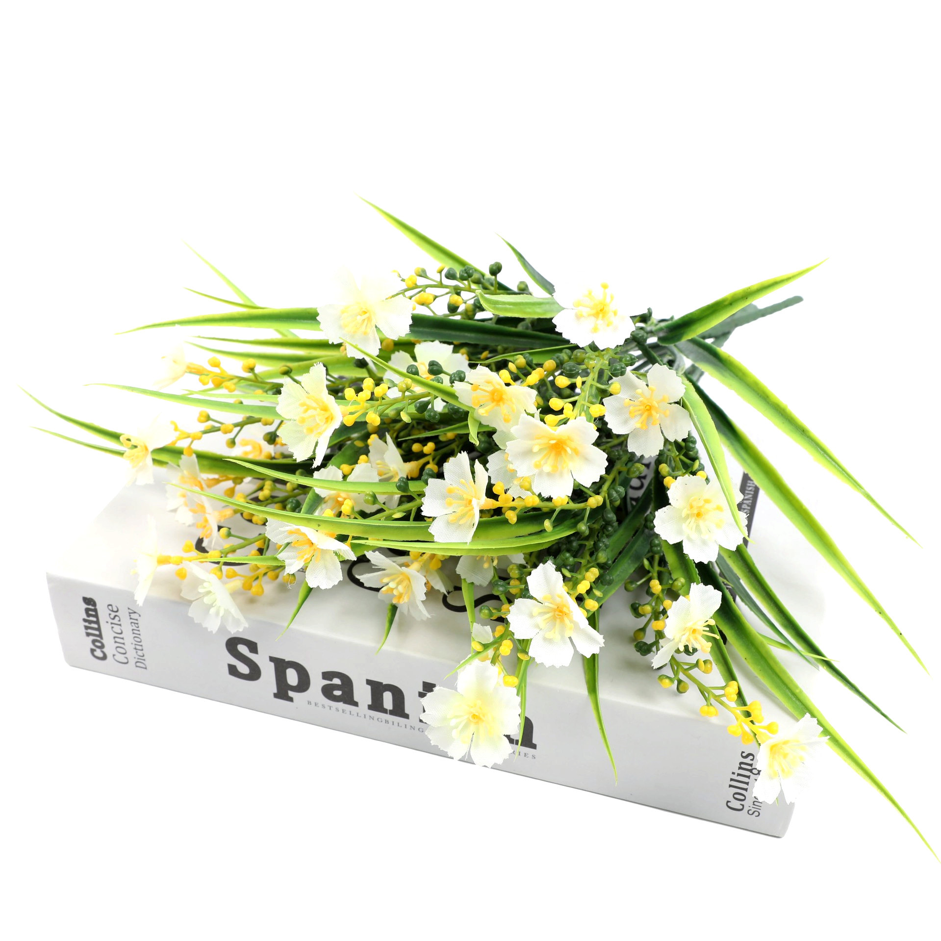 仿真花DIY发饰配件/假花/5朵塑膠花/仿真花/假花批发白底实物图