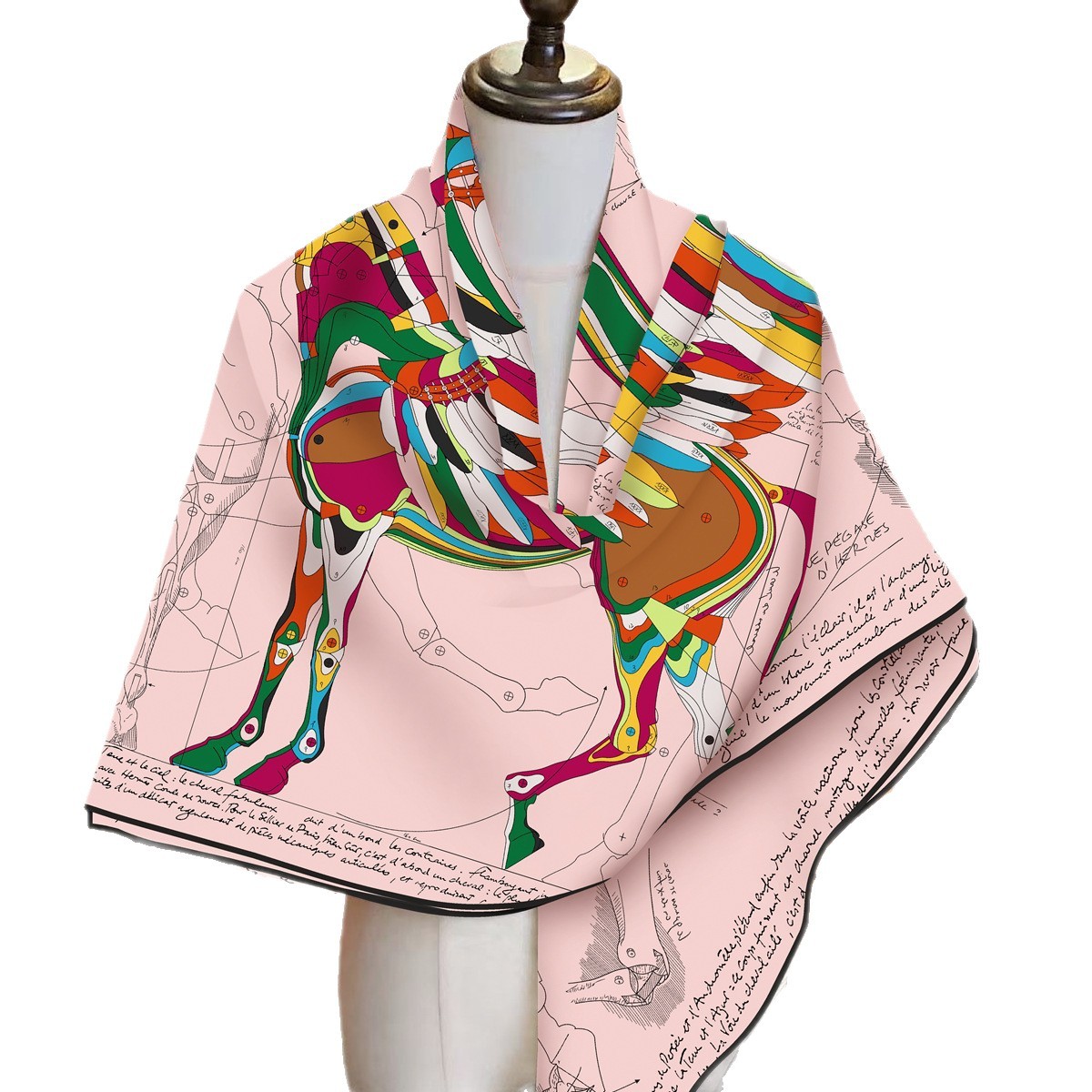 130 terciopelo pegasus pañuelo cuadrado otoño invierno suave terciopelo ceroso mantel caliente vintage estampado mecánico bufanda versátil mujer Item Picture