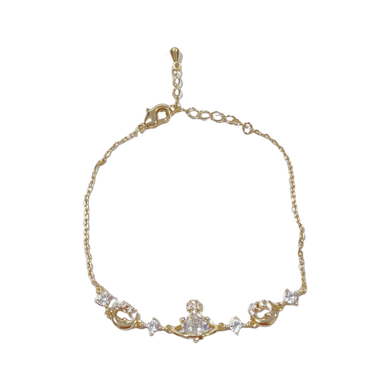 Cross-border exquisite, super shiny, fully diamond-encrusted Saturn bracelet, a niche, fashionable, light luxury and versatile design accessory from the original manufacturer Item Picture