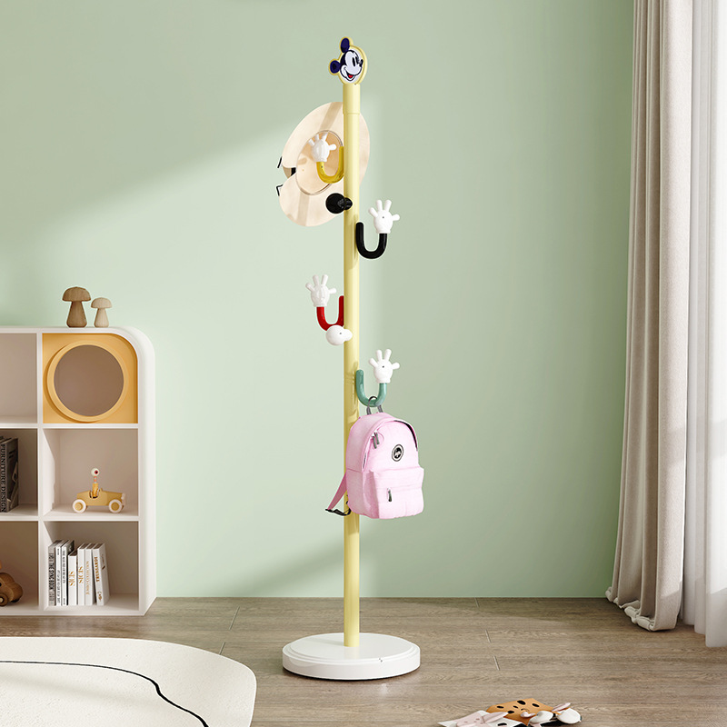 卡通儿童彩色衣帽架简约落地挂衣架立式挂书包衣服架子收纳衣帽架细节图