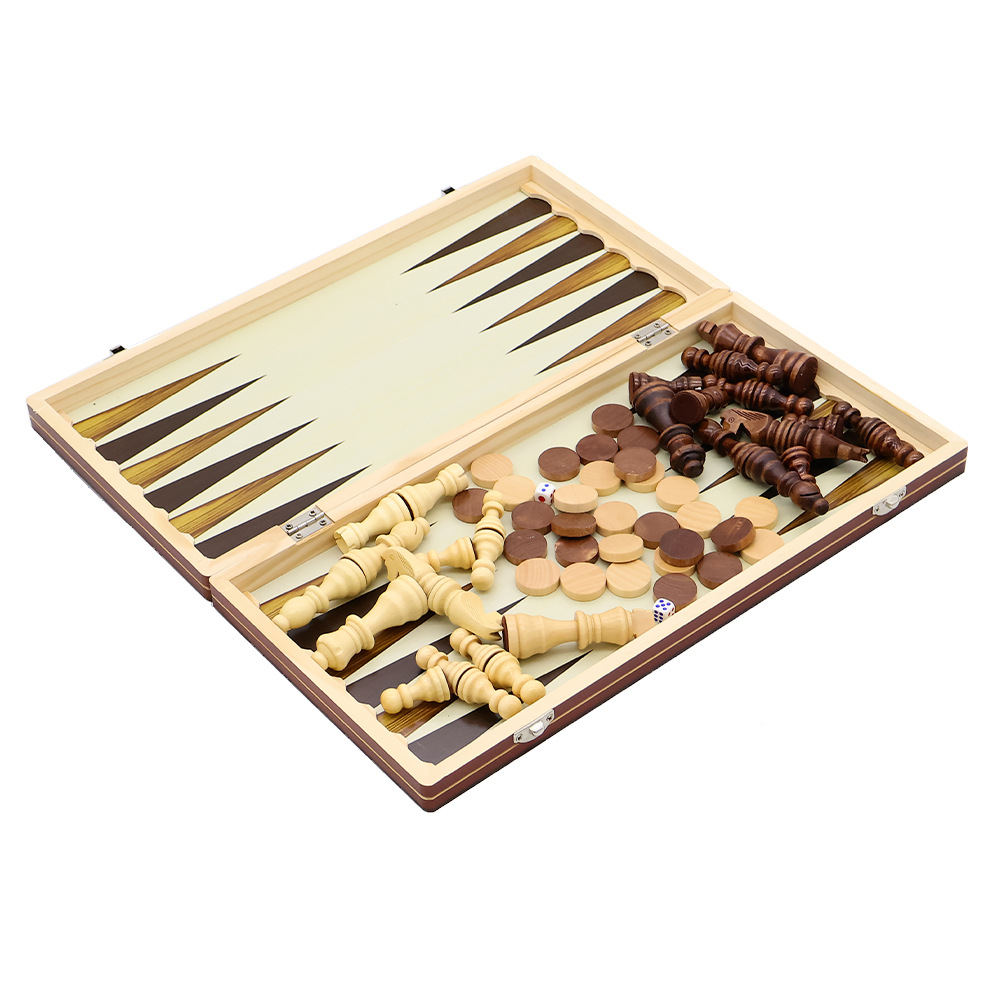 Magnetic three-in-one wooden chess folding portable chess for beginners and beginners, specially designed for competitions details Picture