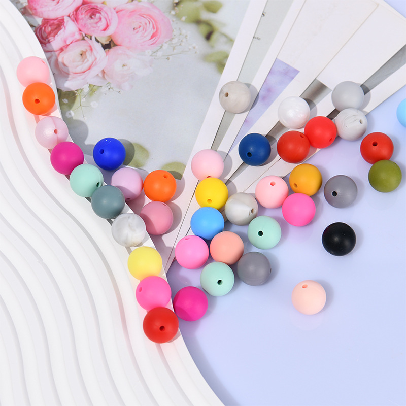 Selected new silicone beads 9MM multi-color string beads, loose beads, children's silicone beads, baby dental glue factory wholesale Specification image