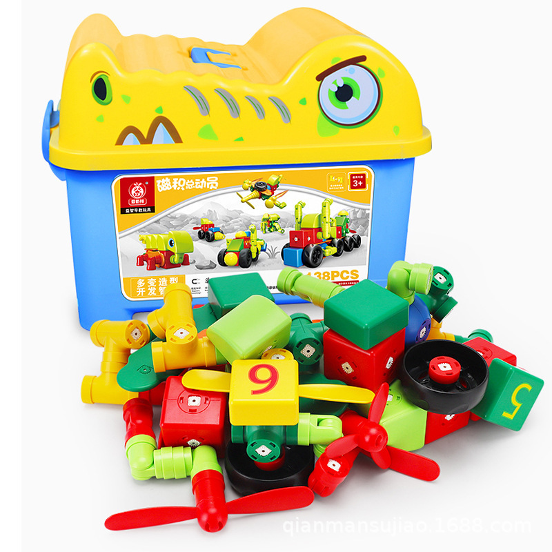 Puzzle para niños magnetic big granular bloques de construcción juguetes de plástico magnetic assembly baby early learning multi-shapes puzzle toys Item Picture