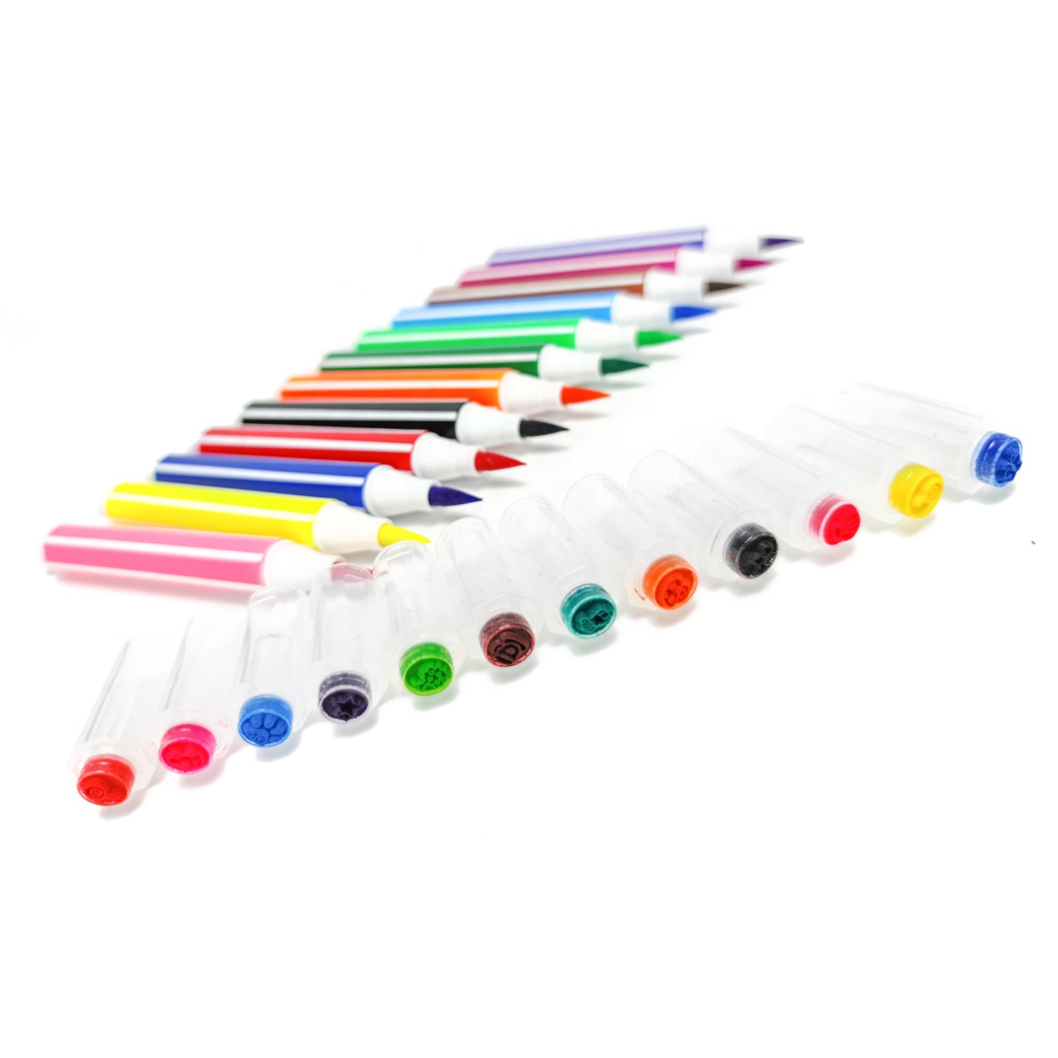Yalong Cross-border 12-color ribbon Seal Sketch Art marker pen, high-fiber pen tip Watercolor pen, marker pen, colored pen Application Scenario