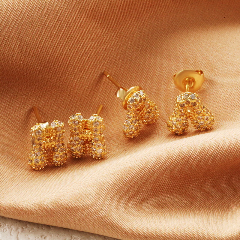 26英文字母项链锆石镀金轻奢新款泡泡感小众设计可爱耳钉跨境批发