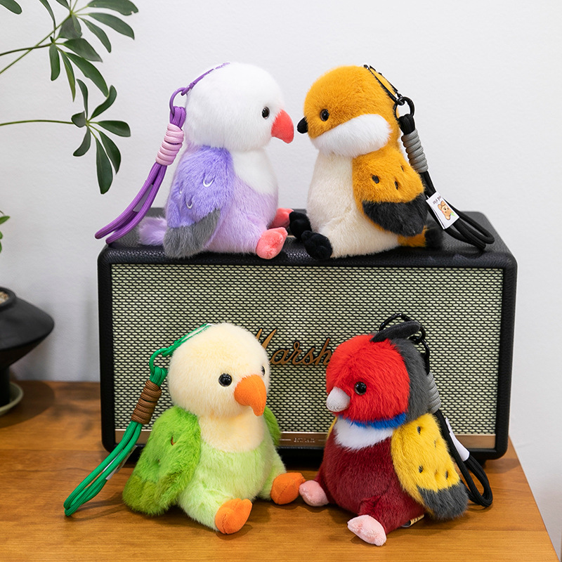Cross-border wholesale of simulated bird and parrot plush toys, sparrow palm treasures, children's dolls, ground promotion, mallard pendants