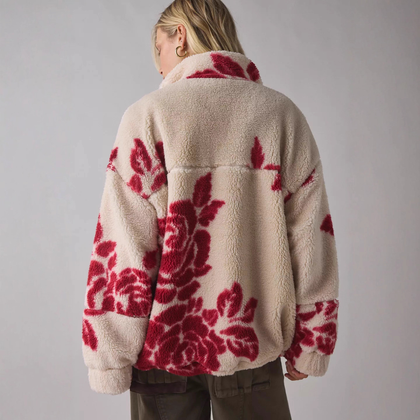 New fleece retro European and American style stand-up collar zipper cardigan for women's wear in the 2025 autumn and winter cross-border from Europe and America details Picture