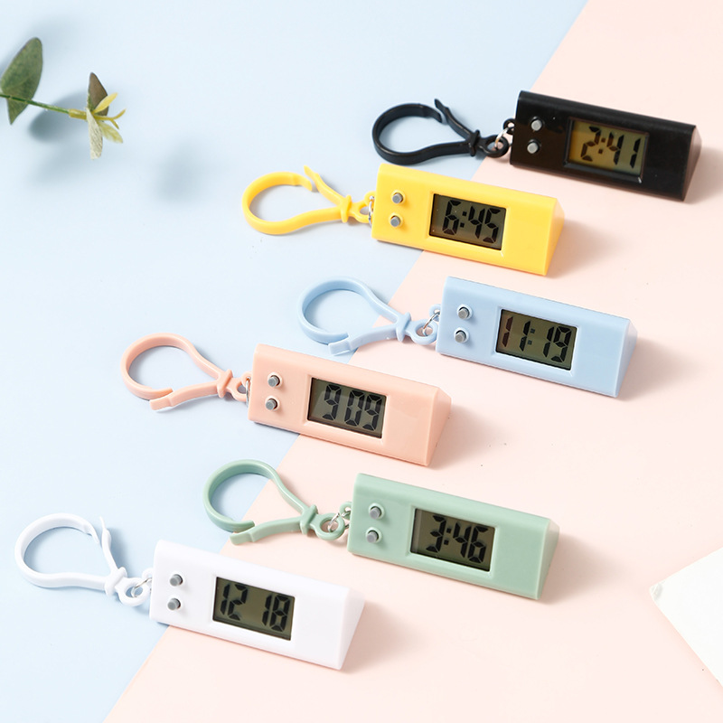 Simple mini timetable, electronic watch for student exams, desktop hour clock, portable key, small hanging watch, triangle