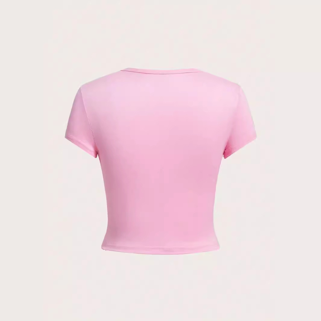2026 European and American cross-border Summer new tight round-neck top, short sexy casual short-sleeved T-shirt top Application Scenario