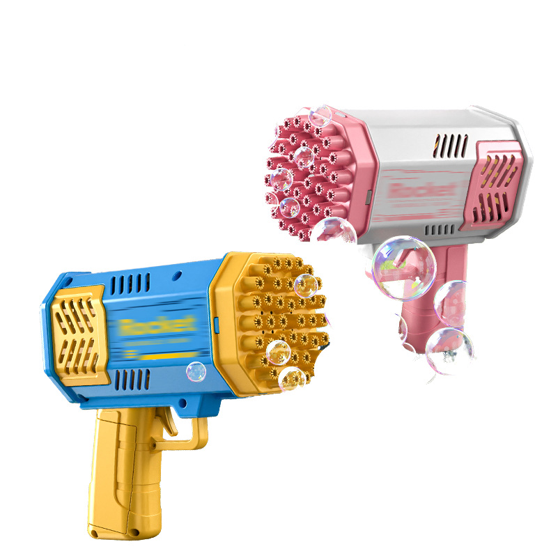 Cross-border bestseller: 40-hole bubble gun, Gatling mini version, Space Light version, outdoor toy rocket launcher bubble machine Item Picture