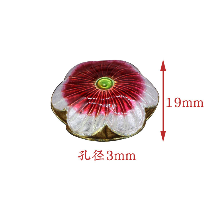 Traditional high-temperature enamel mechanism silver-blue ancient-style jewelry accessory, back cloud partition bead cloisonne 19mm large six-petal flower Item Picture