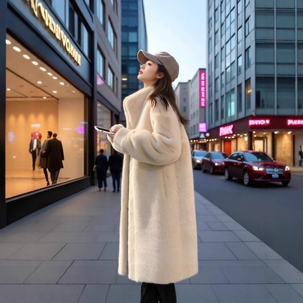 For the autumn and winter of 2025, there is a thick, long stand-up collar mink, mink fur and fur integrated coat for women Specification image