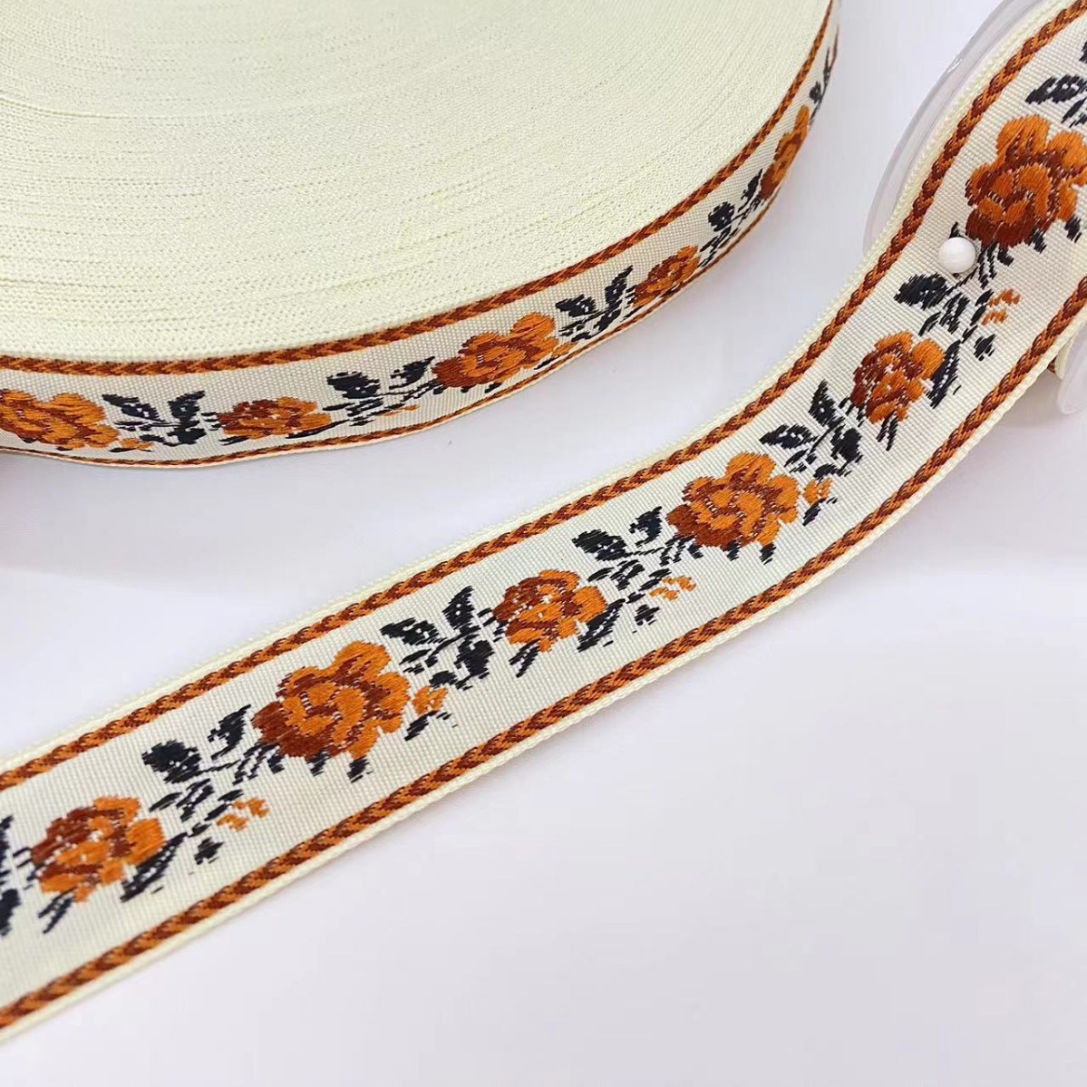 2.5 cm gold rose ethnic style embroidered jacquard webbing, DIY ethnic clothing accessory lace Application Scenario