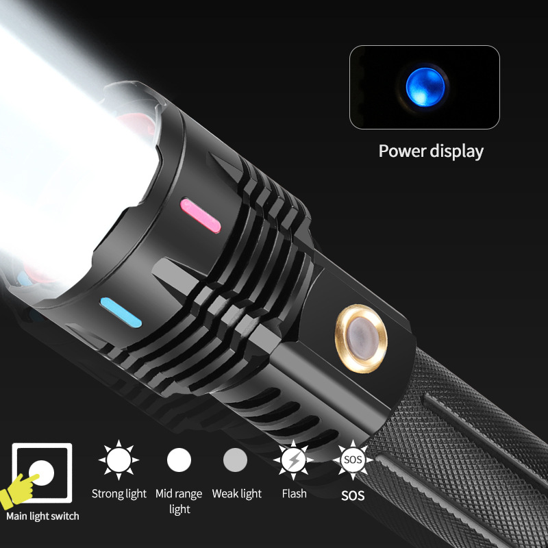 Amazon 30W LED white laser with color night glow fluorescence cool focused long-range outdoor strong light flashlight details Picture