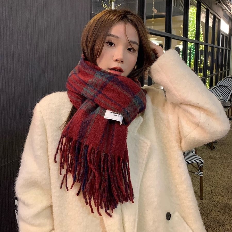 One-piece New Year red scarf for women, autumn and winter new style, Korean style, versatile, thick and warm, student high-end, soft and glutinous scarf shawl wholesale at street stalls Specification image