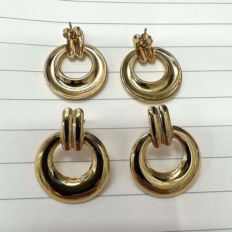 French retro InS-style copper gold-plated earrings for women, cross-border light luxury and niche design sense earrings and earrings accessories wholesale Specification image