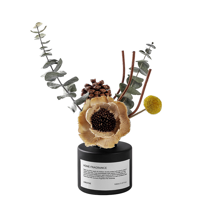 Flower arrangement, home dried flowers, flameless aromatherapy essential oils, home rattan fragrance ornaments, fresh and deodorizing air in the bedroom Item Picture