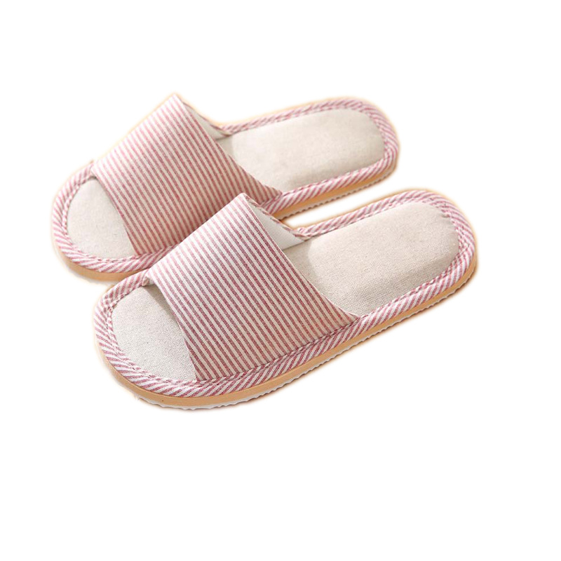 Factory Goods Pass couple cotton slippers, women's summer style linen home indoor wooden floor soft-soled anti-slip shoes for spring and autumn Item Picture