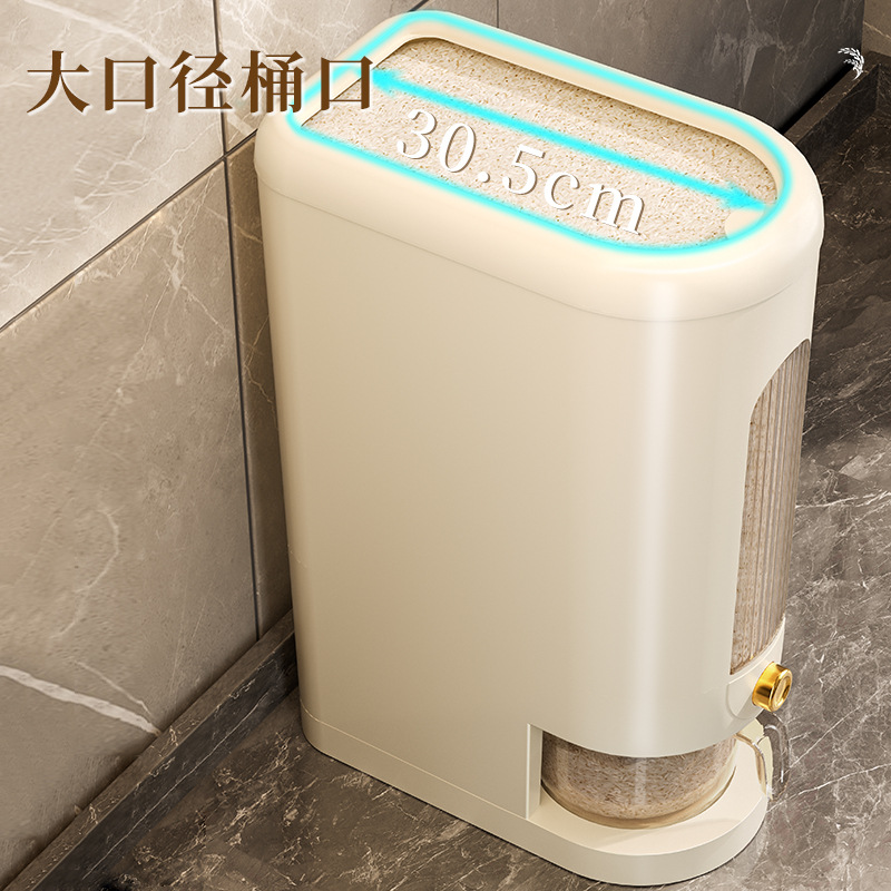 Rice bucket, insect-proof and moisture-proof sealed rice jar, household rice and flour drawer, rice storage box, rice storage box, food grade Application Scenario