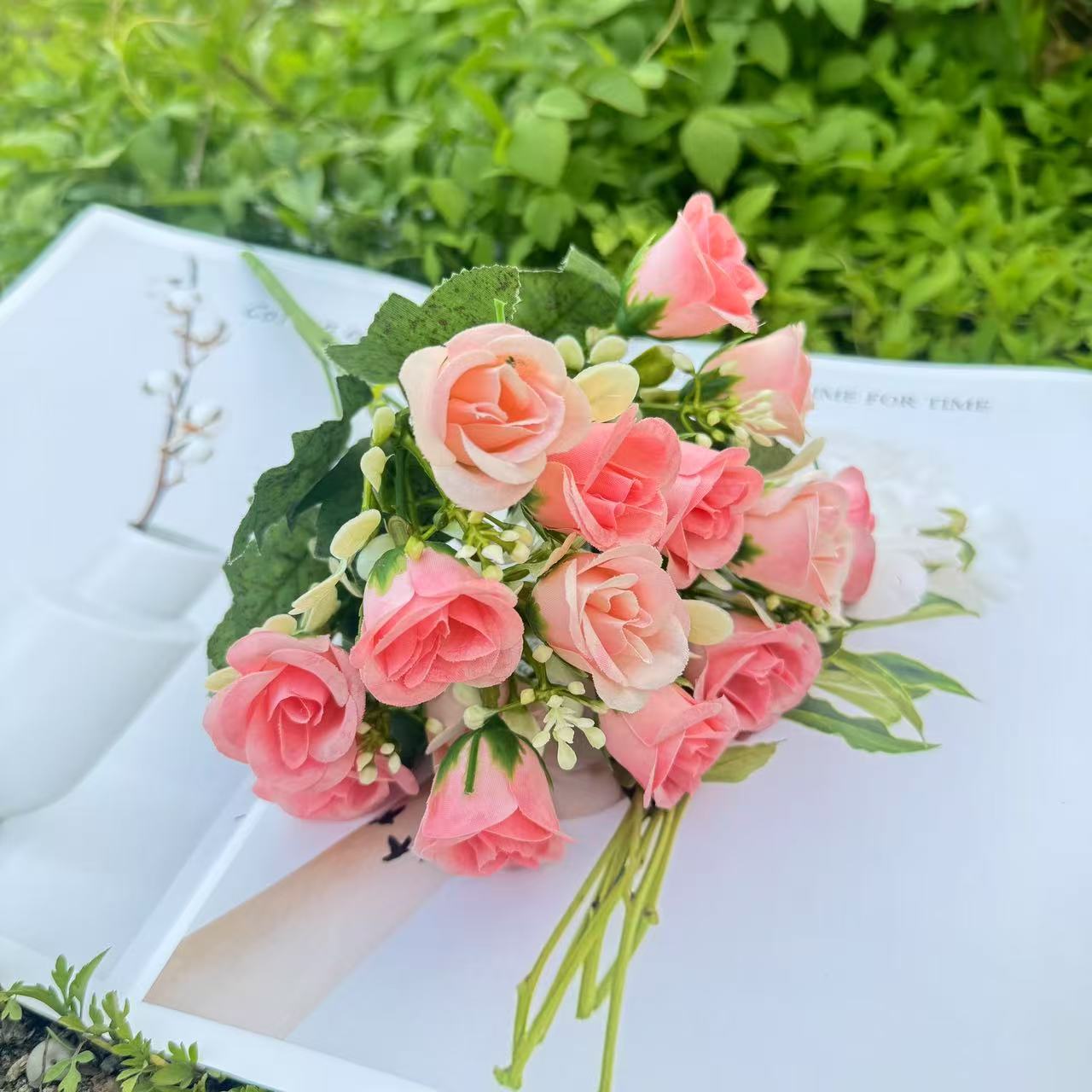 仿真花DIY发饰配件/仿真花/5朵塑膠花/假花/假花批发产品图