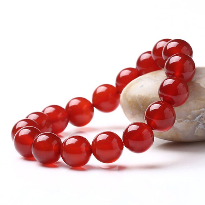 Natural Brazilian 7a grade red agate bracelet, white ice type chalcedony crystal bracelet for men and women, zodiac year Buddhist prayer beads bracelet Specification drawing