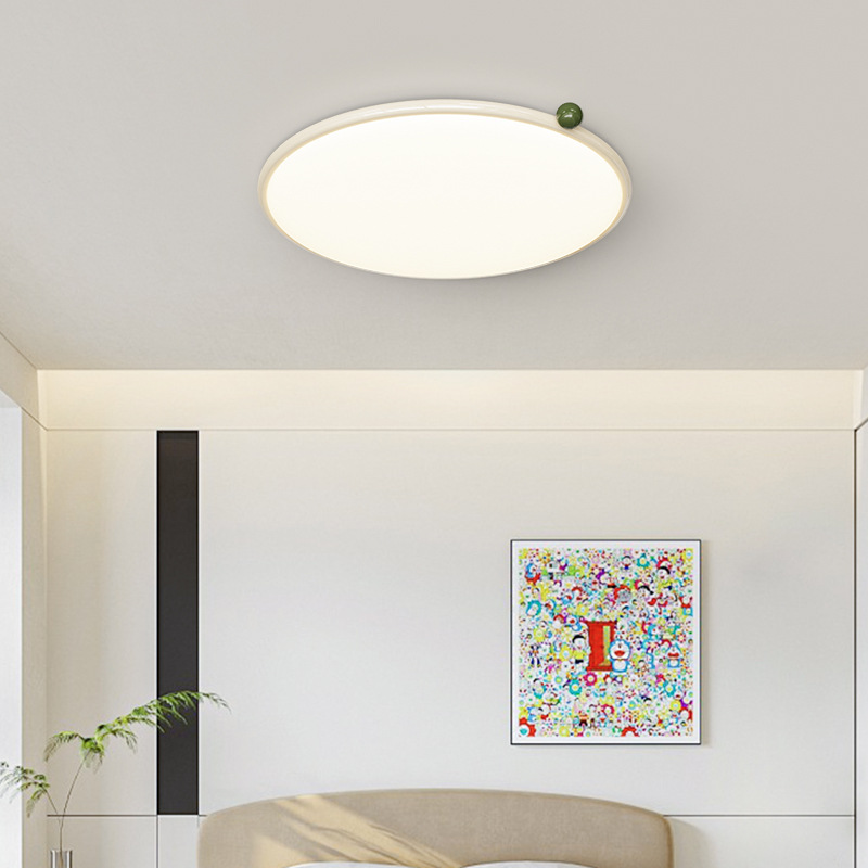 Cream-style bedroom lamp, full-spectrum children's room ultra-thin eye-protecting lamp, wabi-sabi style minimalist room little milk bean ceiling lamp Application Scenario